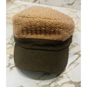 Coco + Carmen Women’s Knit Newsboy Cabbie Hat Camel Tan w/ Brown Brim